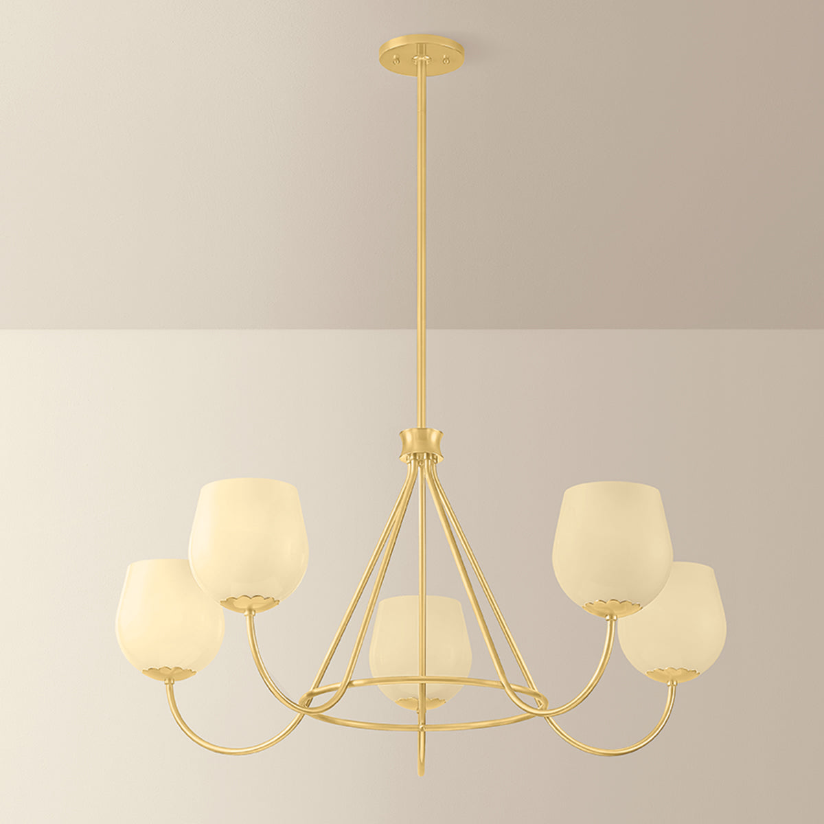 Mitzi by Hudson Valley Lighting Genevieve Chandelier in Aged Brass, detail view 5