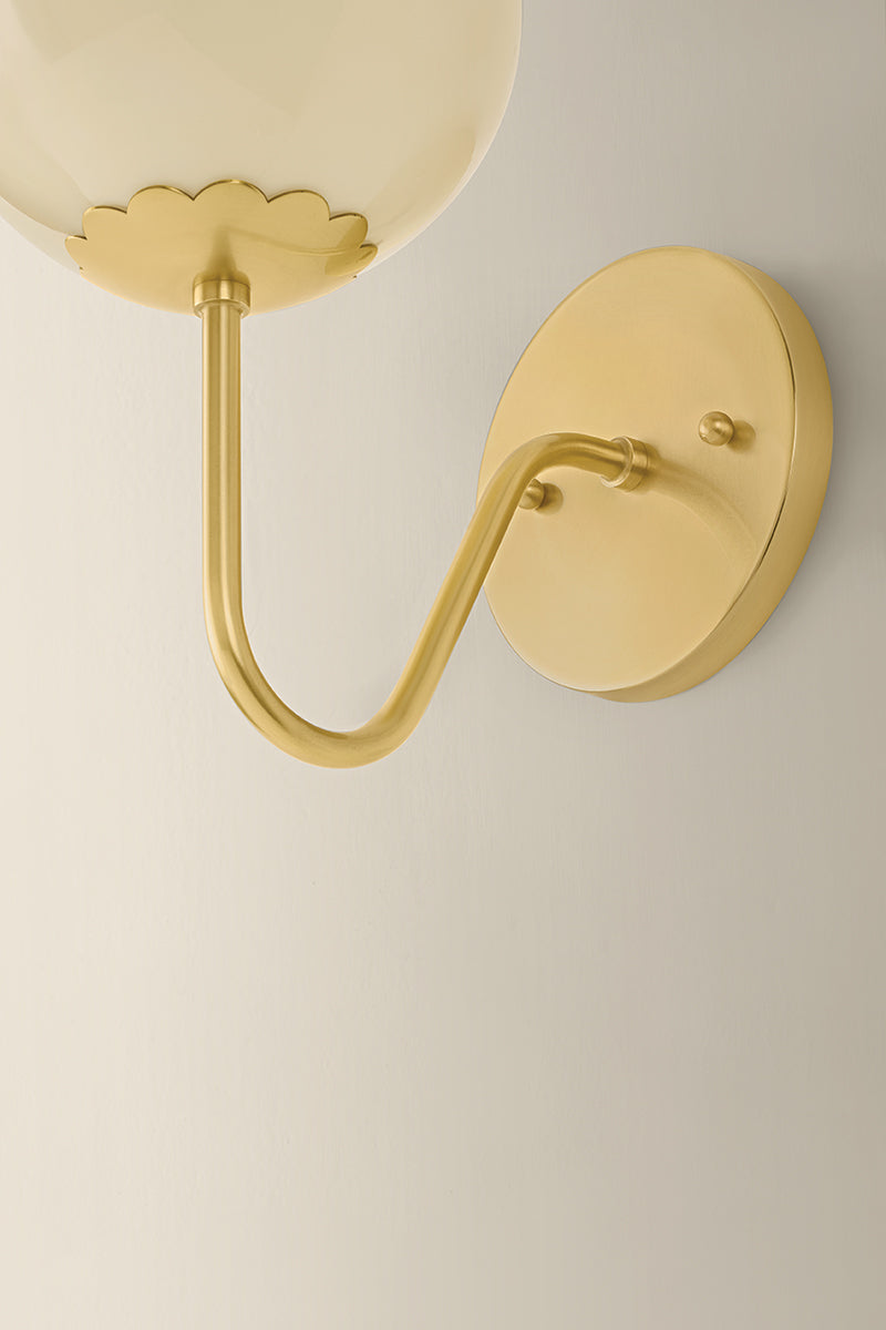 Mitzi by Hudson Valley Lighting Genevieve Wall Sconce in Aged Brass, detail view 2