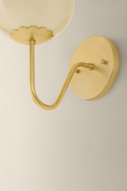 Mitzi by Hudson Valley Lighting Genevieve Wall Sconce in Aged Brass, detail view 2