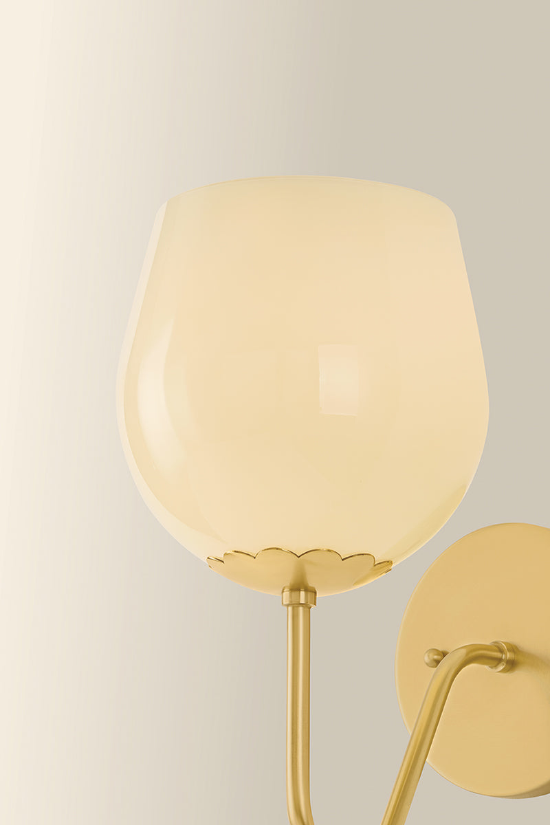 Mitzi by Hudson Valley Lighting Genevieve Wall Sconce in Aged Brass, detail view 4