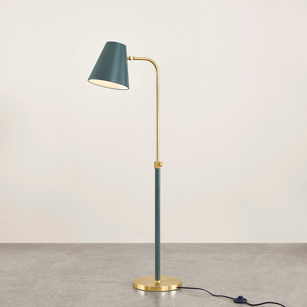 Mitzi by Hudson Valley Lighting Georgann Floor Lamp in Aged Brass / Soft Studio Green, detail view 4