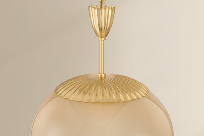 Mitzi by Hudson Valley Lighting Gilda Small Pendant in Aged Brass / Champagne Plated, detail view 2