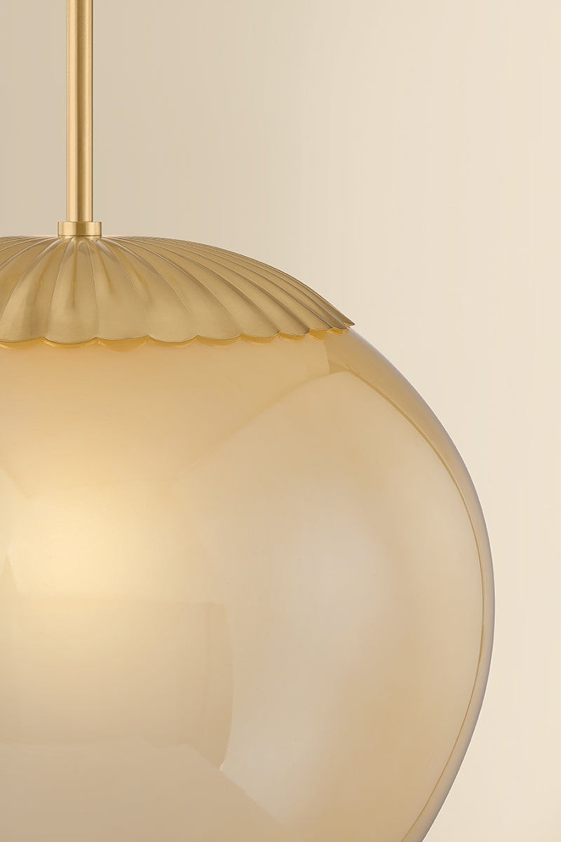 Mitzi by Hudson Valley Lighting Gilda Large Pendant in Aged Brass / Champagne Plated, detail view 4