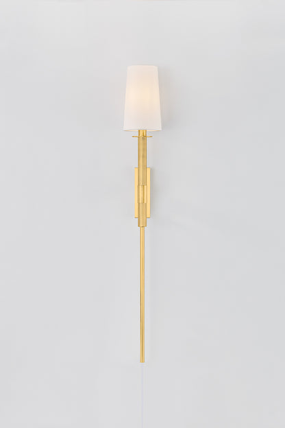 Mitzi by Hudson Valley Lighting Ginny Plug-In Wall Sconce in Aged Brass, detail view 1