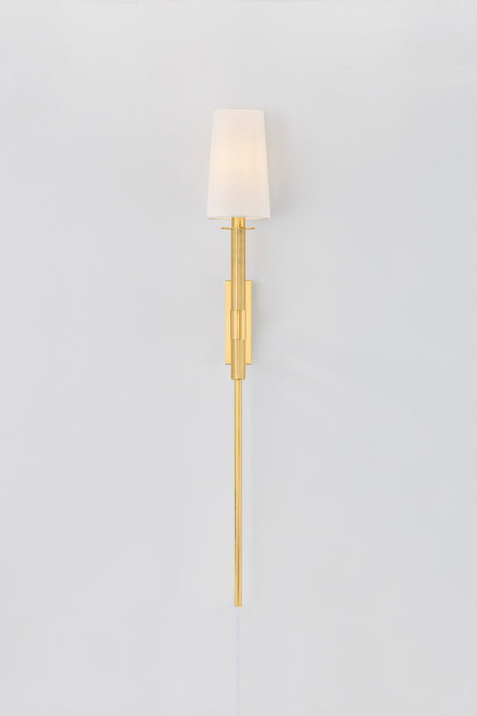 Mitzi by Hudson Valley Lighting Ginny Plug-In Wall Sconce in Aged Brass, detail view 1