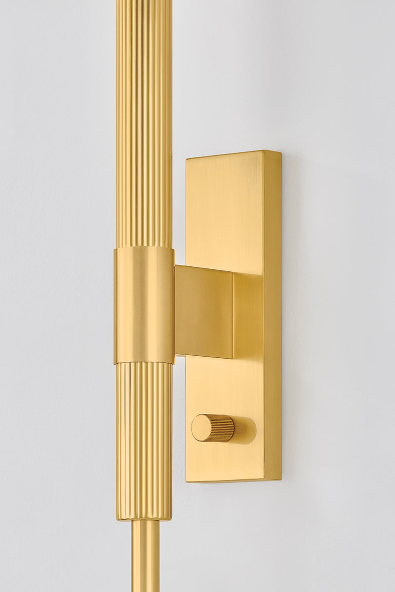 Mitzi by Hudson Valley Lighting Ginny Plug-In Wall Sconce in Aged Brass, detail view 2