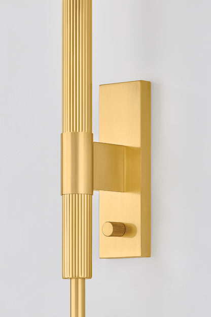 Mitzi by Hudson Valley Lighting Ginny Plug-In Wall Sconce in Aged Brass, detail view 2