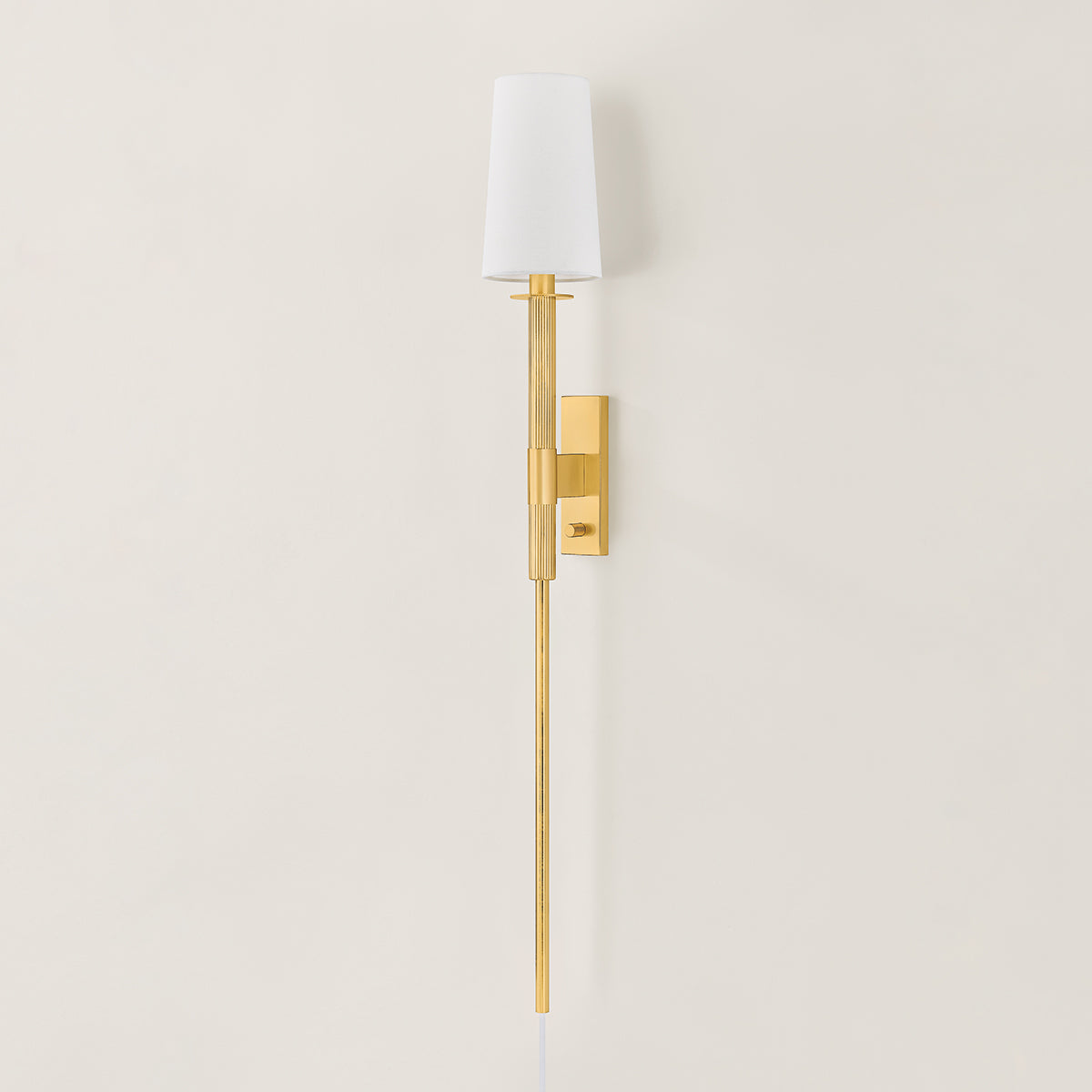 Mitzi by Hudson Valley Lighting Ginny Plug-In Wall Sconce in Aged Brass, detail view 3