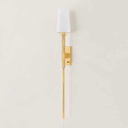 Mitzi by Hudson Valley Lighting Ginny Plug-In Wall Sconce in Aged Brass, detail view 3