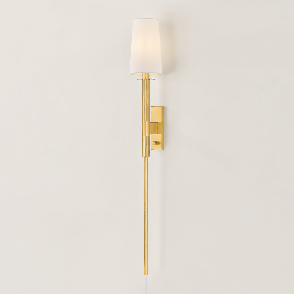 Mitzi by Hudson Valley Lighting Ginny Plug-In Wall Sconce in Aged Brass, detail view 5