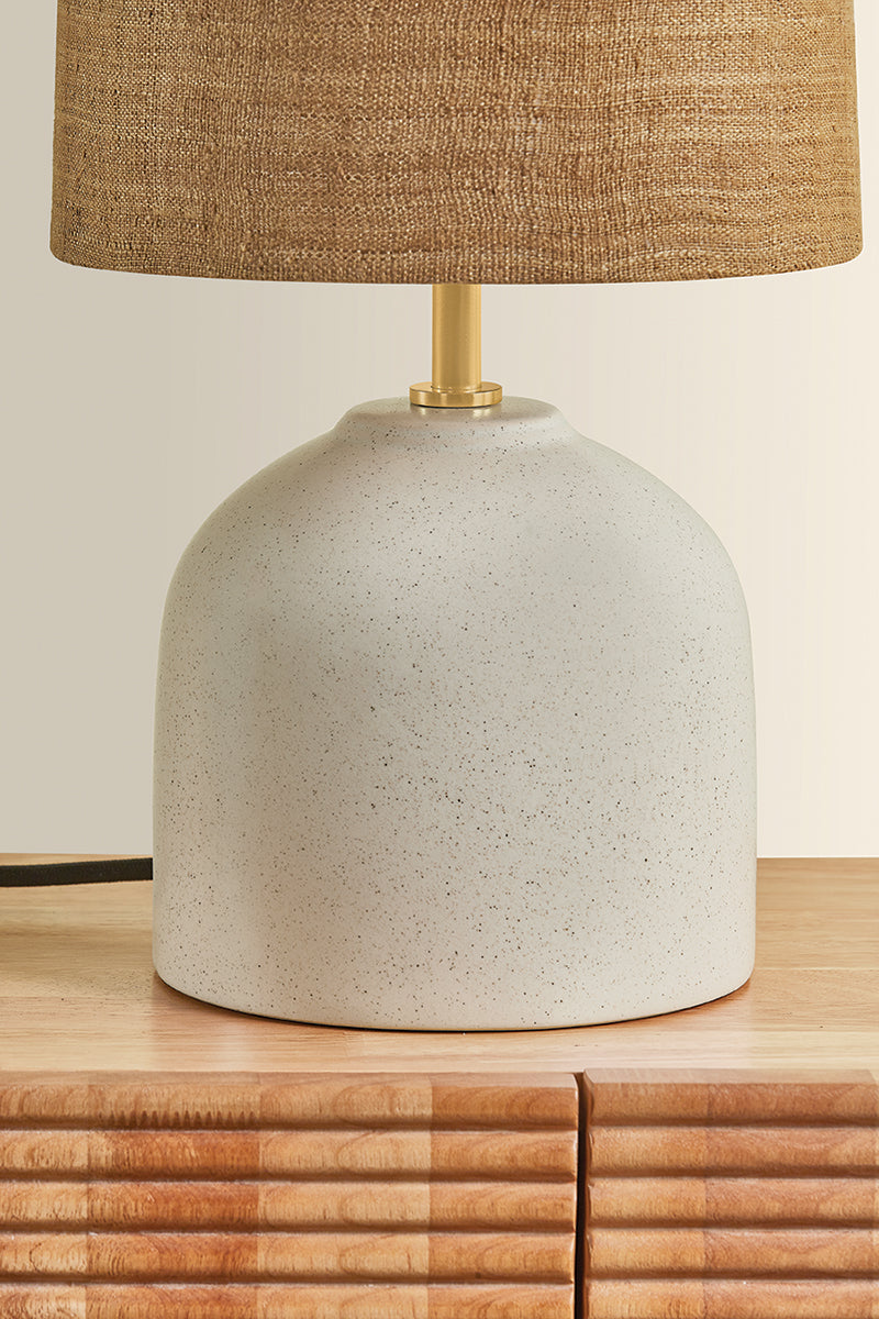 Mitzi by Hudson Valley Lighting Gladys Table Lamp in Aged Brass / Ceramic Vanilla Bean, detail view 2