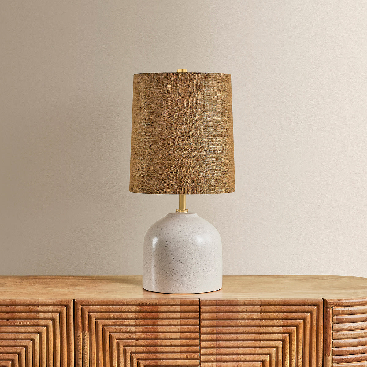 Mitzi by Hudson Valley Lighting Gladys Table Lamp in Aged Brass / Ceramic Vanilla Bean, detail view 3