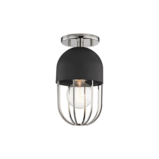 Mitzi by Hudson Valley Lighting Haley Semi-Flush Mount in Polished Nickel/Black