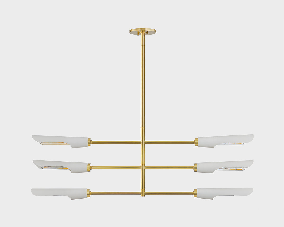 Mitzi by Hudson Valley Lighting Harperrose Chandelier in Aged Brass / Soft White, detail view 1