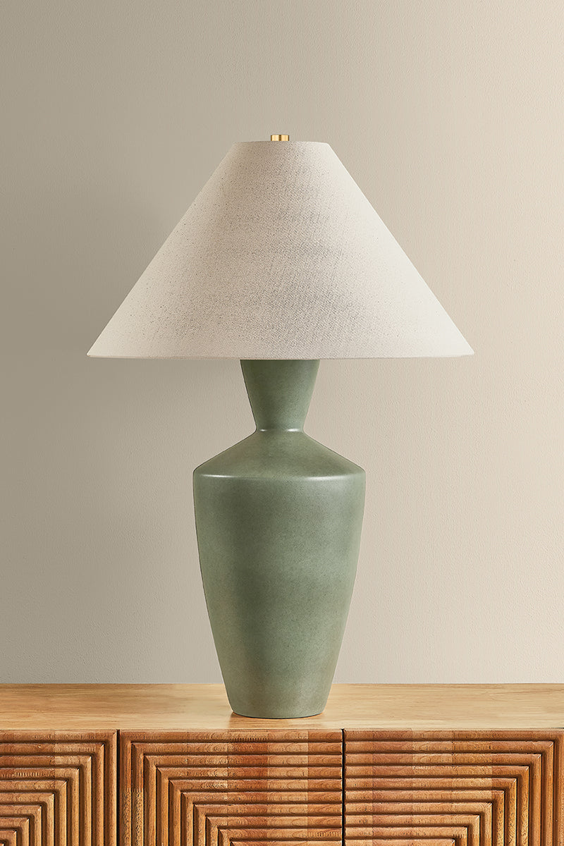 Mitzi by Hudson Valley Lighting Hartley Table Lamp in Aged Brass / Ceramic Amphora, detail view 3