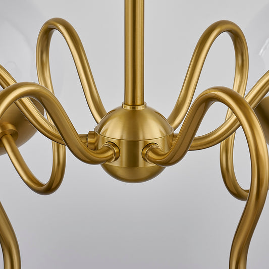Mitzi by Hudson Valley Lighting Havana 6-Light Chandelier in Aged Brass, detail view 1