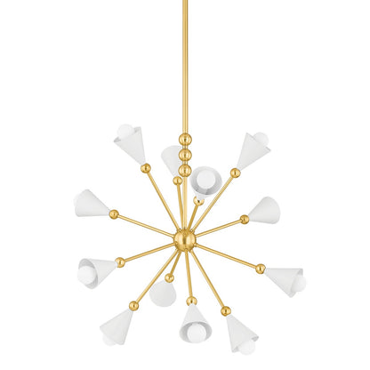 Mitzi by Hudson Valley Lighting Hikari 12-Light Chandelier in Aged Brass / Soft White
