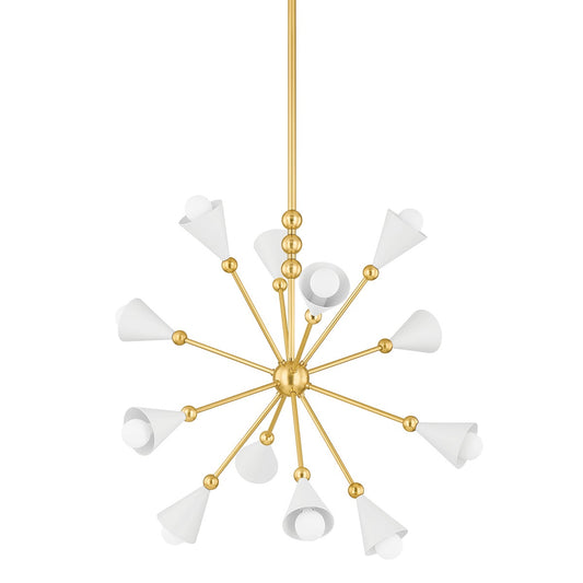 Mitzi by Hudson Valley Lighting Hikari 12-Light Chandelier in Aged Brass / Soft White