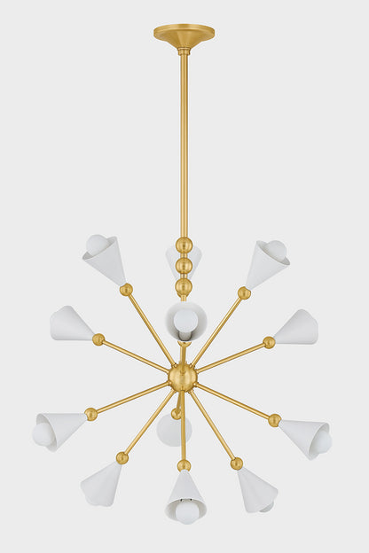 Mitzi by Hudson Valley Lighting Hikari 12-Light Chandelier in Aged Brass / Soft White, detail view 1