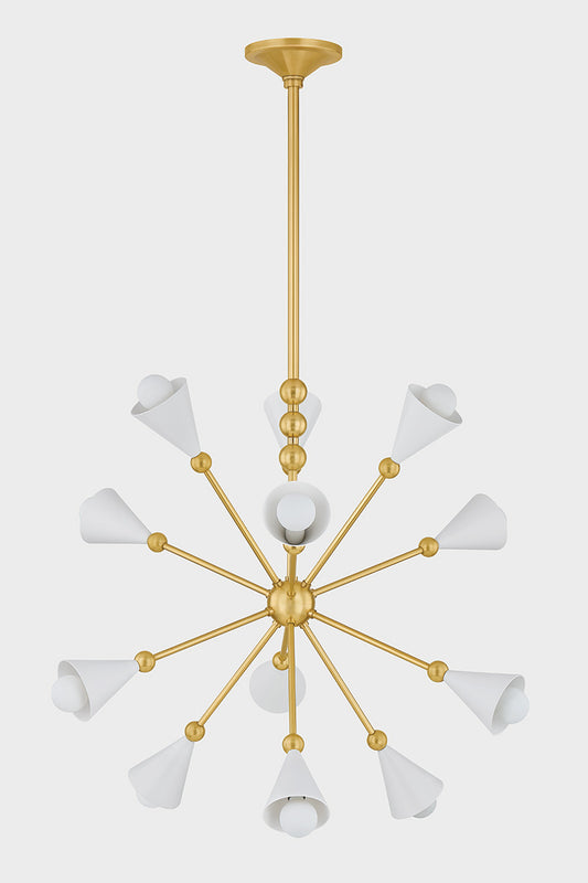 Mitzi by Hudson Valley Lighting Hikari 12-Light Chandelier in Aged Brass / Soft White, detail view 1