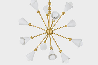 Mitzi by Hudson Valley Lighting Hikari 12-Light Chandelier in Aged Brass / Soft White, detail view 2