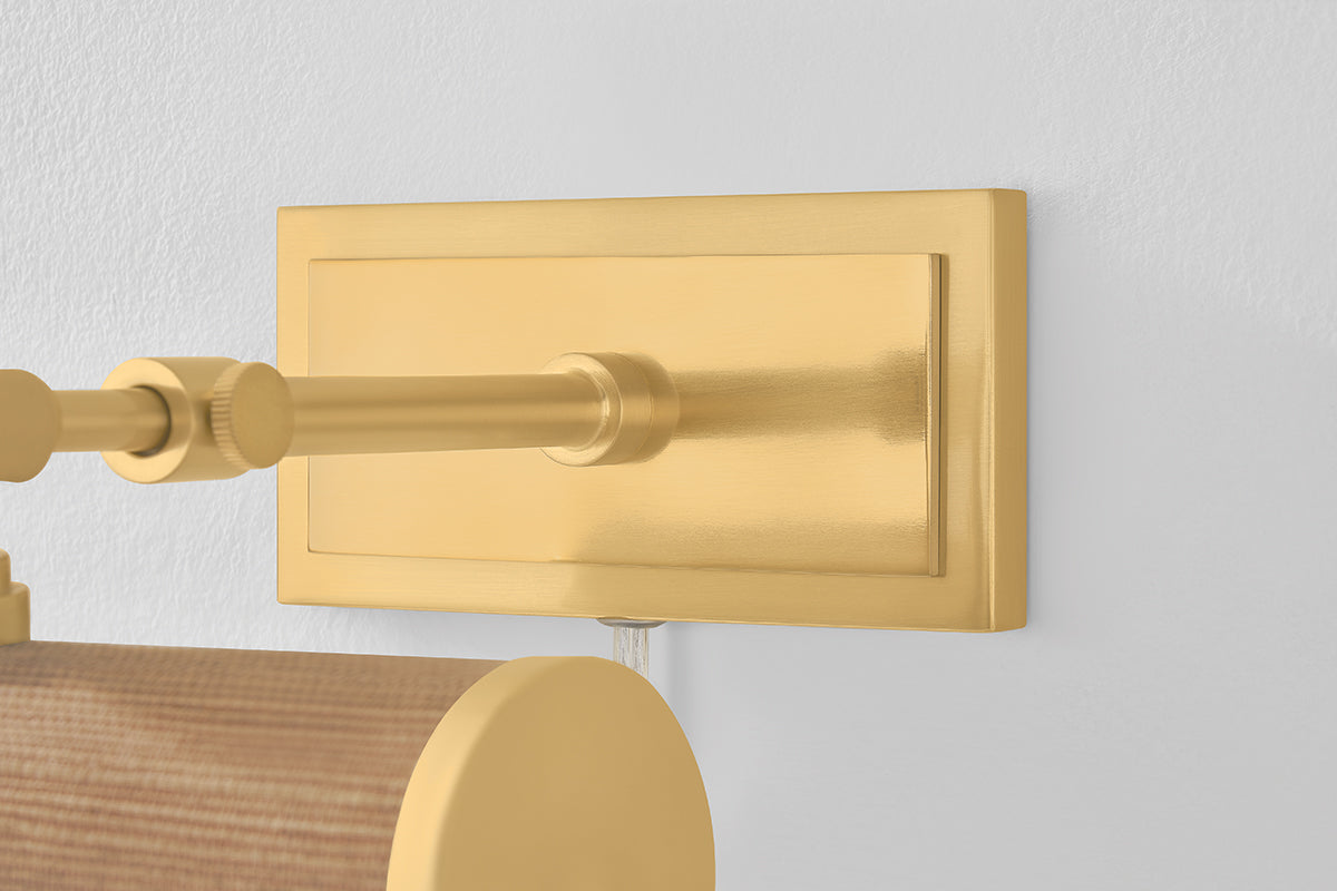 Mitzi by Hudson Valley Lighting Holly Plug-In Picture Light in Aged Brass / Grasscloth, detail view 3