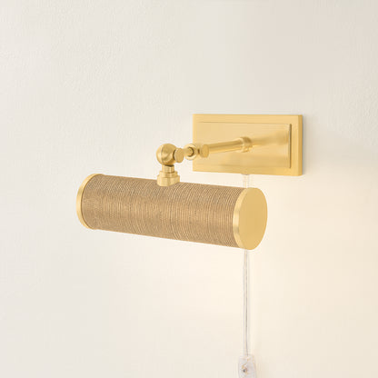 Mitzi by Hudson Valley Lighting Holly Plug-In Picture Light in Aged Brass / Grasscloth, detail view 4