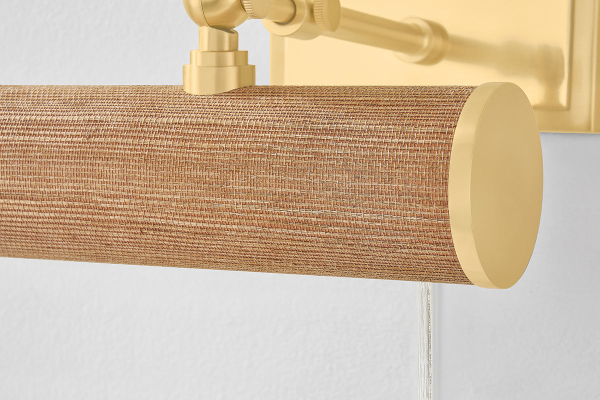 Mitzi by Hudson Valley Lighting Holly Plug-In Picture Light in Aged Brass / Grasscloth, detail view 5