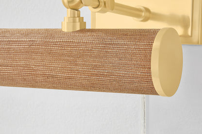 Mitzi by Hudson Valley Lighting Holly Plug-In Picture Light in Aged Brass / Grasscloth, detail view 5