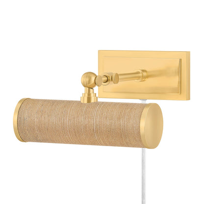 Mitzi by Hudson Valley Lighting Holly Plug-In Picture Light in Aged Brass / Grasscloth