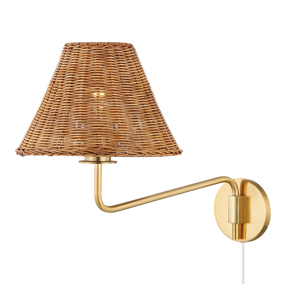 Mitzi by Hudson Valley Lighting Issa Plug-In Wall Sconce in Aged Brass
