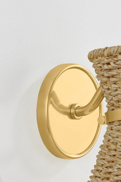 Mitzi by Hudson Valley Lighting Jamie Wall Sconce in Aged Brass, detail view 5