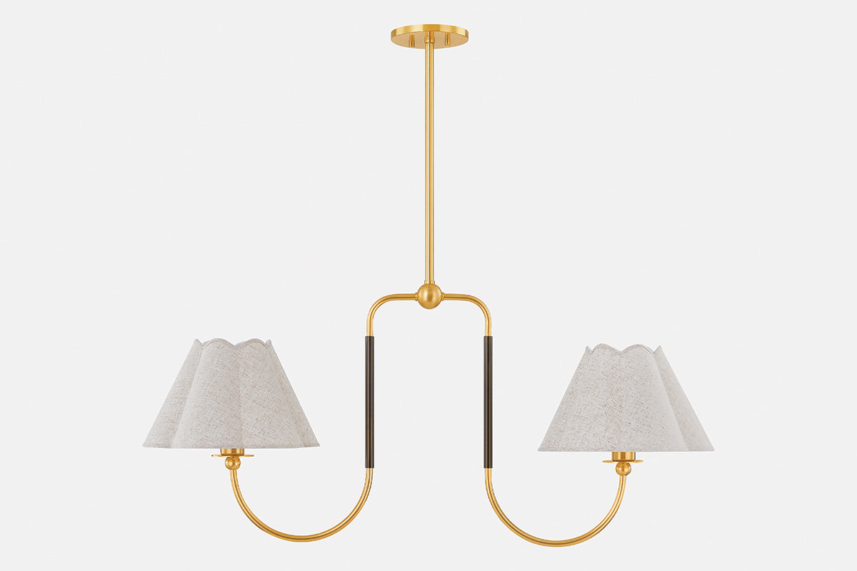 Mitzi by Hudson Valley Lighting Janie Linear Chandelier in Aged Brass / True Bronze, detail view 1