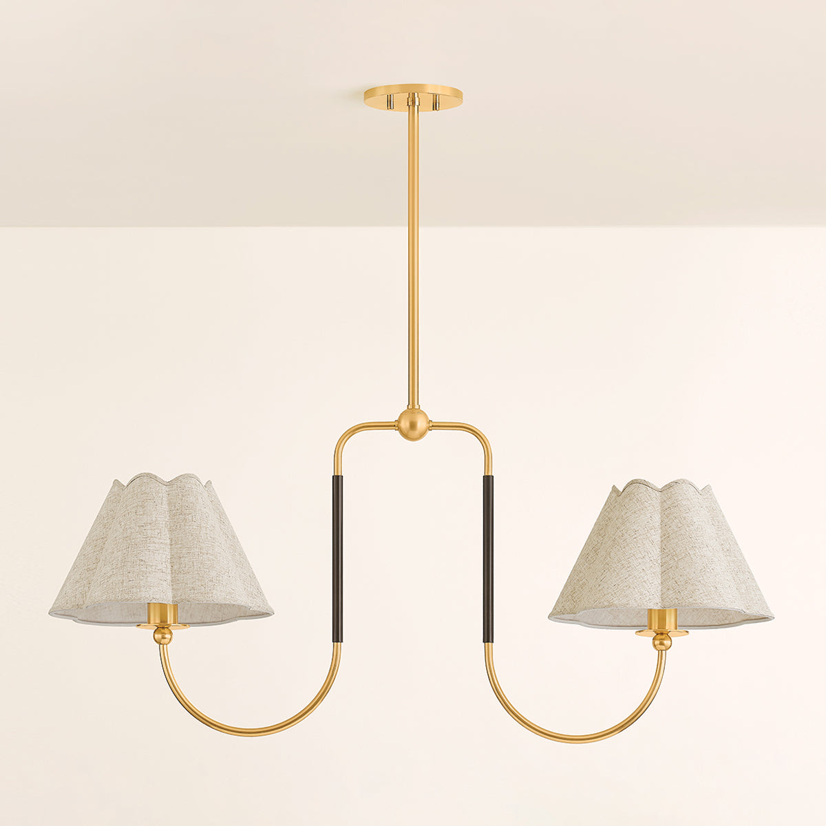 Mitzi by Hudson Valley Lighting Janie Linear Chandelier in Aged Brass / True Bronze, detail view 2