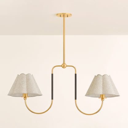 Mitzi by Hudson Valley Lighting Janie Linear Chandelier in Aged Brass / True Bronze, detail view 2