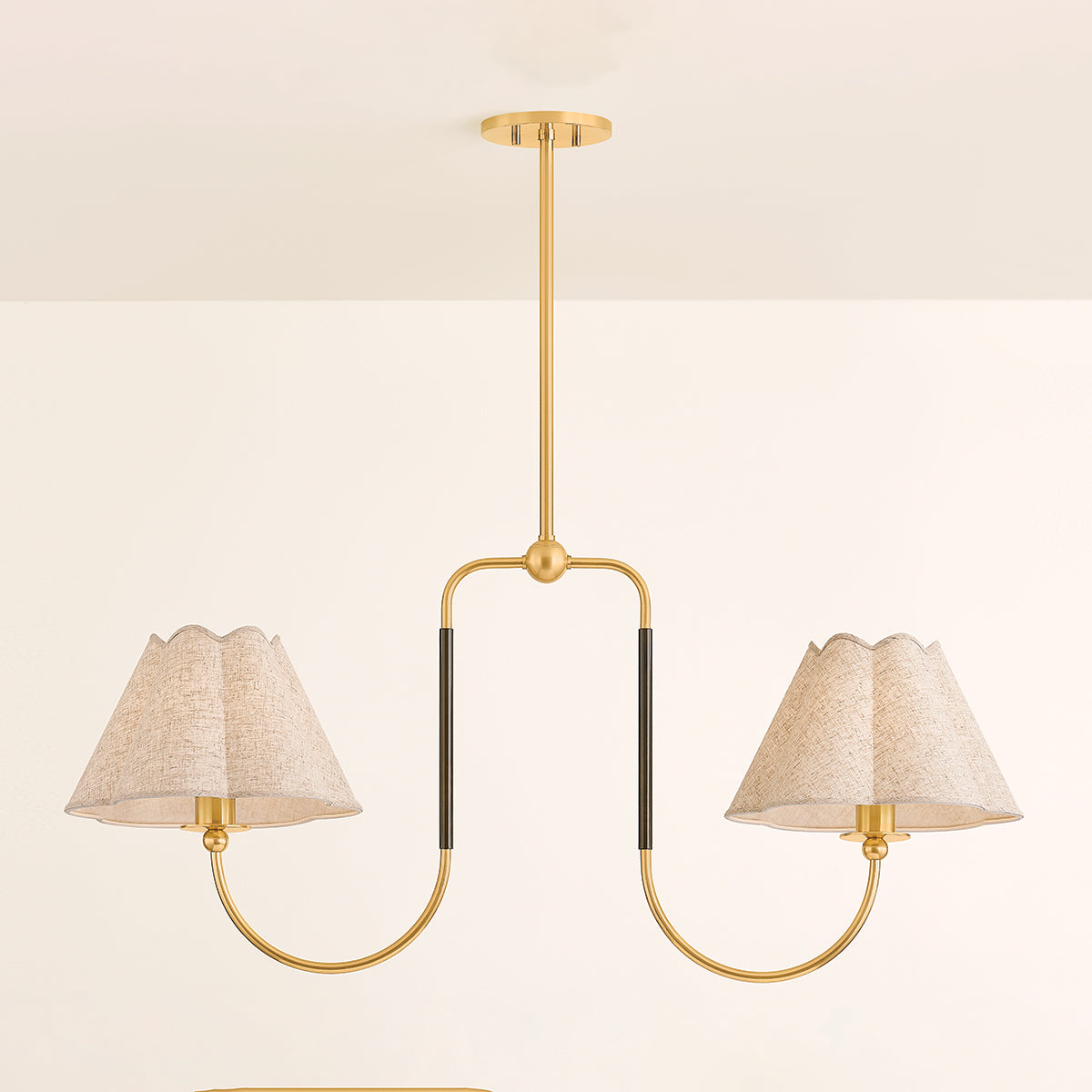 Mitzi by Hudson Valley Lighting Janie Linear Chandelier in Aged Brass / True Bronze, detail view 4