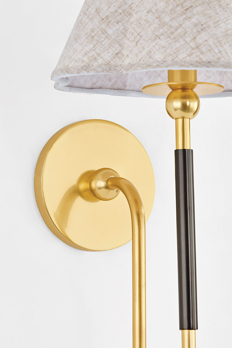 Mitzi by Hudson Valley Lighting Janie Wall Sconce in Aged Brass / True Bronze, detail view 3