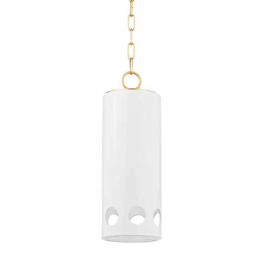 Mitzi by Hudson Valley Lighting Jean Pendant in Aged Brass / Ceramic Gloss White