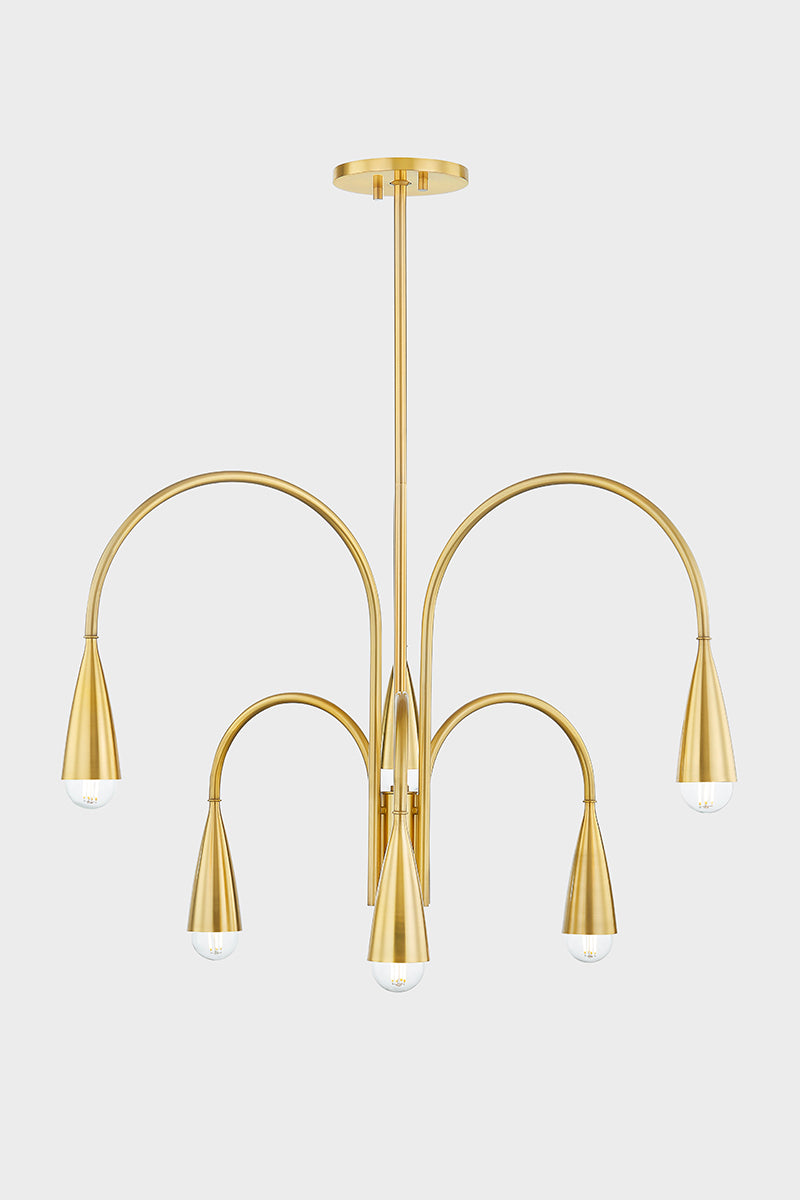 Mitzi by Hudson Valley Lighting Jenica Chandelier in Aged Brass, detail view 1