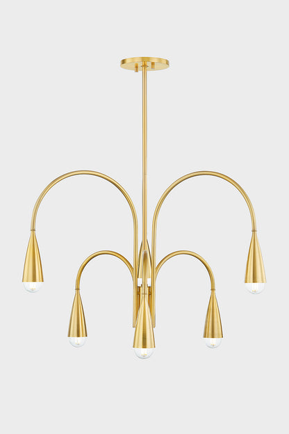 Mitzi by Hudson Valley Lighting Jenica Chandelier in Aged Brass, detail view 1