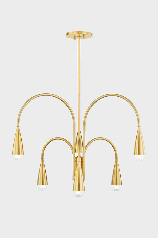 Mitzi by Hudson Valley Lighting Jenica Chandelier in Aged Brass, detail view 1