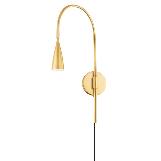 Mitzi by Hudson Valley Lighting Jenica Plug-In Wall Sconce in Aged Brass