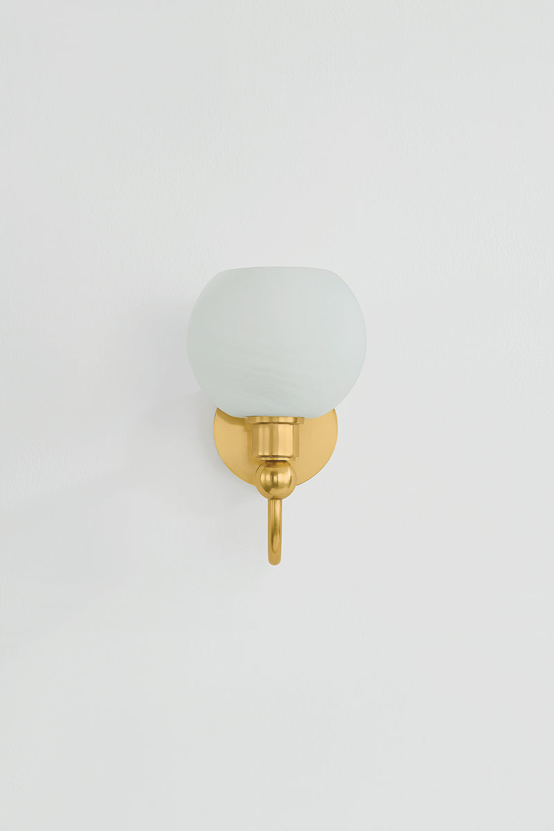 Mitzi by Hudson Valley Lighting Jerica 1-Light Vanity Light in Aged Brass, detail view 1