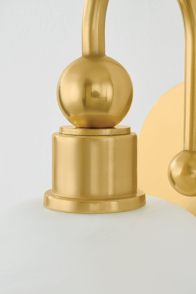 Mitzi by Hudson Valley Lighting Jerica 1-Light Vanity Light in Aged Brass, detail view 12