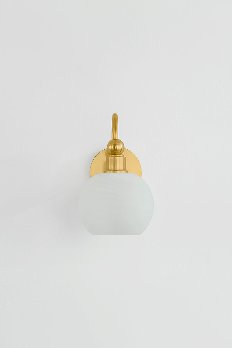 Mitzi by Hudson Valley Lighting Jerica 1-Light Vanity Light in Aged Brass, detail view 2