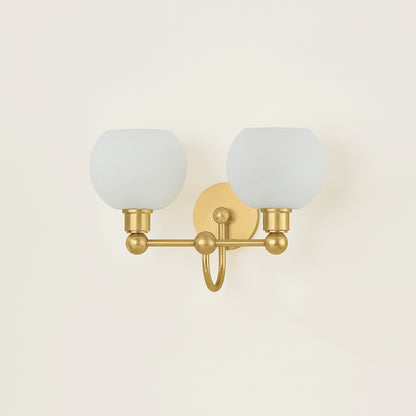 Mitzi by Hudson Valley Lighting Jerica 2-Light Vanity Light in Aged Brass, detail view 3