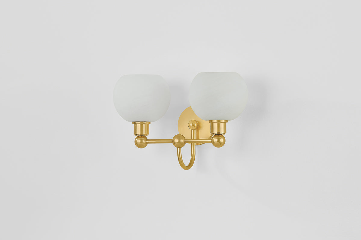 Mitzi by Hudson Valley Lighting Jerica 2-Light Vanity Light in Aged Brass, detail view 5