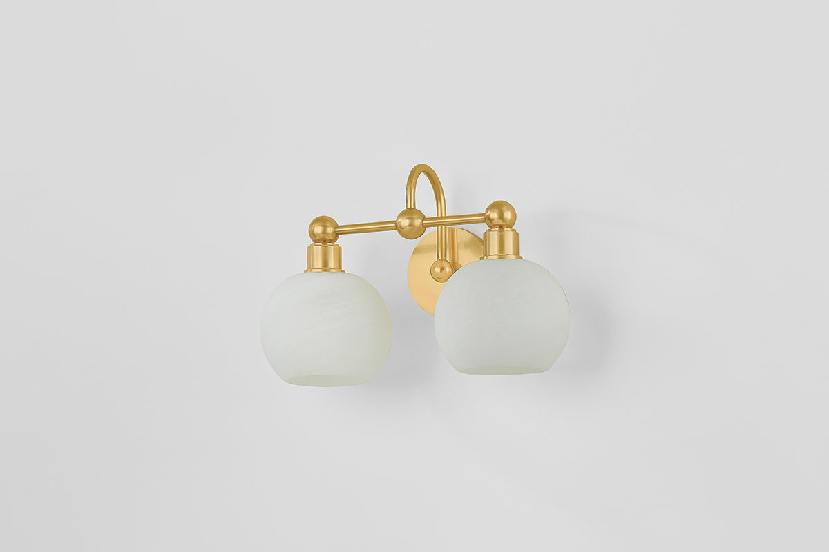 Mitzi by Hudson Valley Lighting Jerica 2-Light Vanity Light in Aged Brass, detail view 6