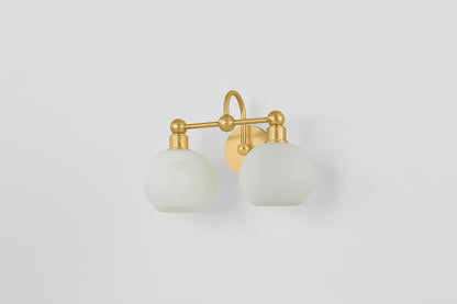 Mitzi by Hudson Valley Lighting Jerica 2-Light Vanity Light in Aged Brass, detail view 6