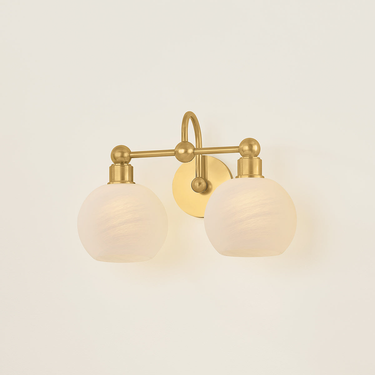 Mitzi by Hudson Valley Lighting Jerica 2-Light Vanity Light in Aged Brass, detail view 8